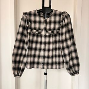 Reformation Black and White Plaid Button Down Shirt
